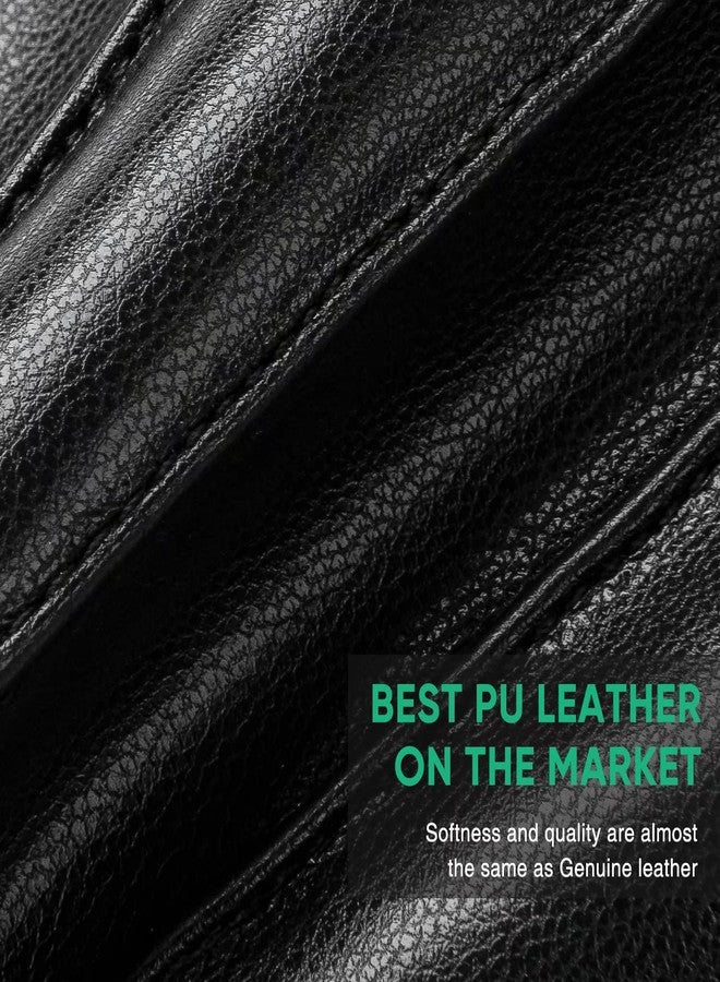 Alepo Winter PU Leather Gloves For Men, Warm Thermal Touchscreen Texting Typing Dress Driving Motorcycle Gloves With Wool Lining (Black-XL) - Image 4